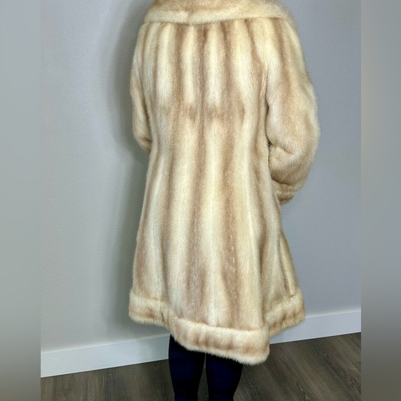 MINK FUR COAT Cream Teddy Jacket 3/4 link gorgeous, great condition mob wife - Picture 10 of 12